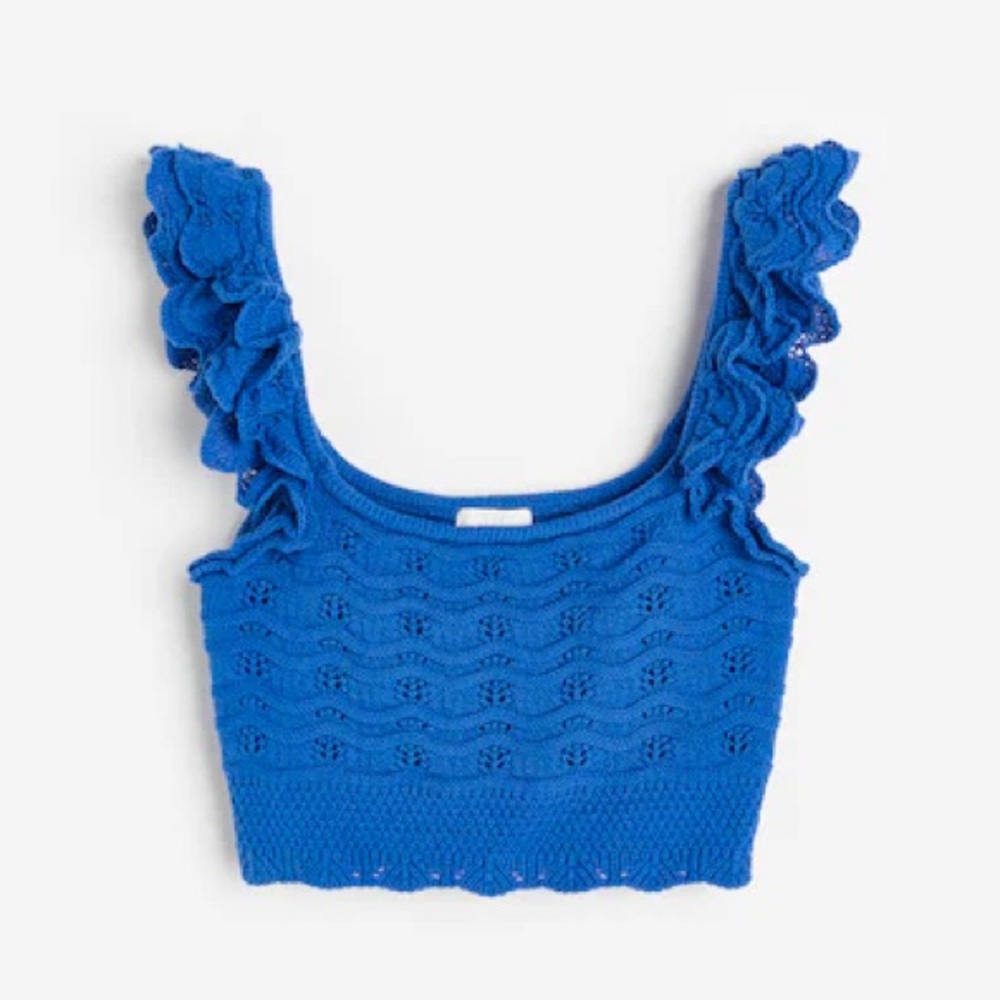 Lightly worn | Royal blue ruffle top | size XXL | H&M